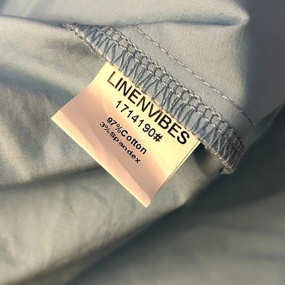 Linen Vibes Cinderella Blue Cotton Ruffle French Vintage Cotton Dress Size M - Picture 15 of 15